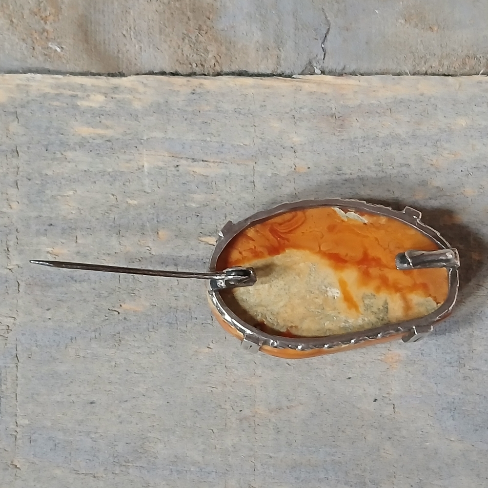 Antique .999 Silver Natural Butterscotch Egg Yolk Baltic Amber Brooch Pin Marked - Picture 10 of 16